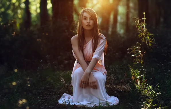 Picture girl, light, nature, dress