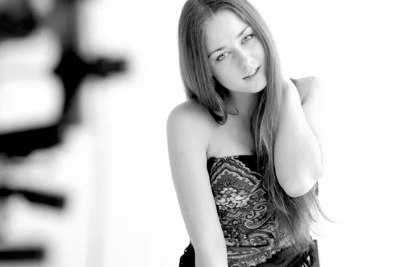 Girl, black and white, actress, beautiful, Ingrid Olerinsky