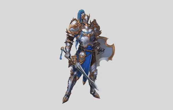 Fantasy, Art, Style, Background, Knight, Minimalism, Sword, Shield