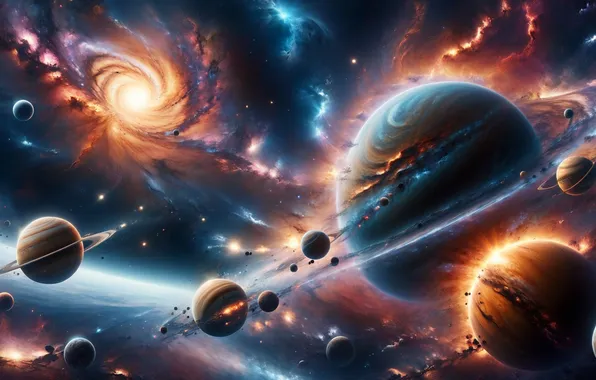 Space, planet, art, galaxy, neuroart