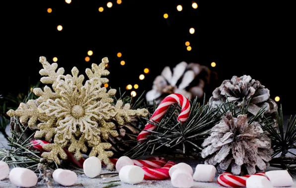 Picture holiday, new year, Christmas, candy, needles, bumps, snowflake, decor