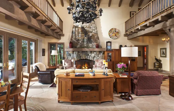 Picture Villa, interior, fireplace, living room