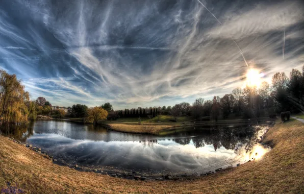 The sky, lake, pond, lake