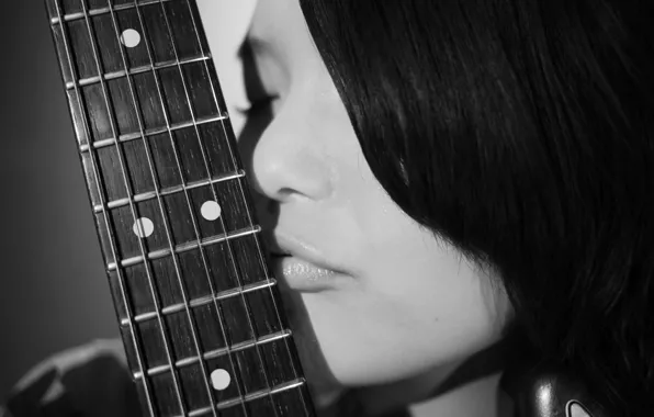 Girl, music, guitar