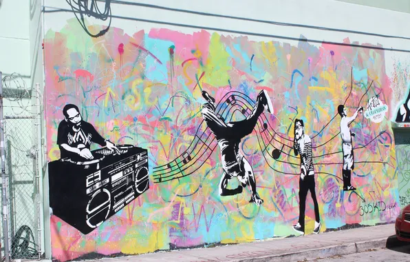 Picture city, the city, music, street, music, dancing, DJ, street