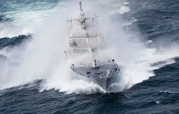 Picture storm, the ocean, warship, intertidal, USS Milwaukee