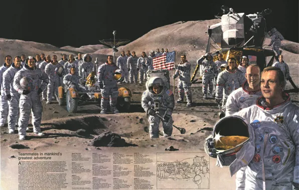 Picture space, The moon, Moon, the astronauts, mission
