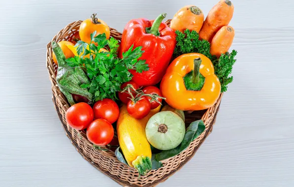 Picture basket, pepper, vegetables, tomatoes