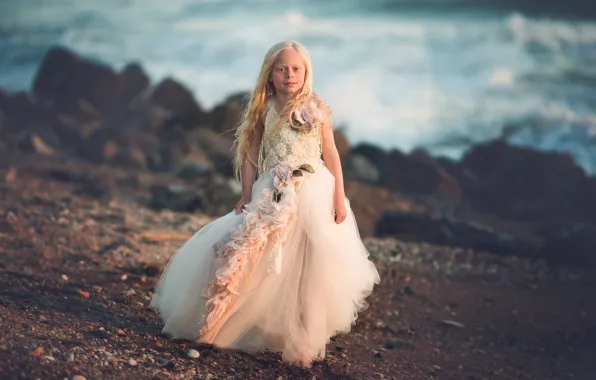 Picture shore, dress, girl, Sea Princess