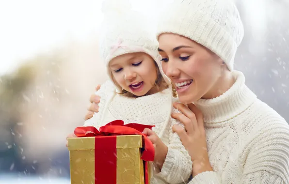 Picture winter, eyes, girl, snow, flowers, face, Christmas, lips