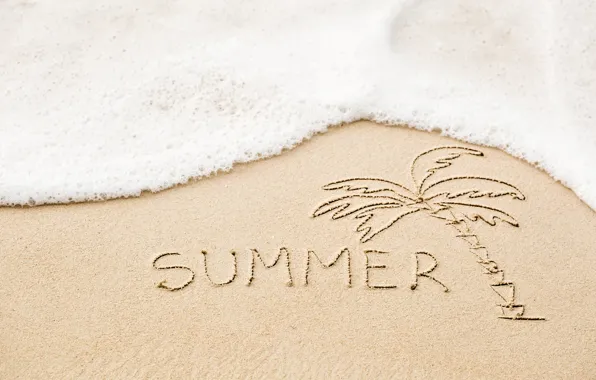 Sand, sea, beach, summer, the inscription, summer, beach, sea
