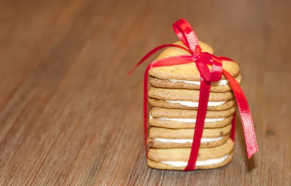 Cookies, tape, cream, cakes