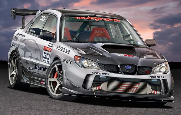 Subaru, Impreza, art, WRX, front, Subaru, Impreza, race car