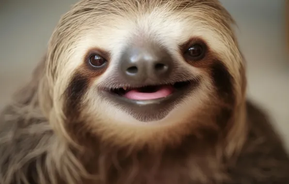 Look, face, smile, portrait, sloth, funny, AI art, neural network