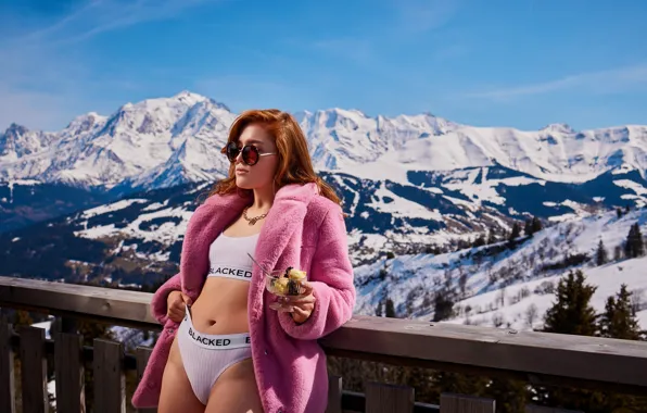 Mountains, winter, mountains, model, porn star, porn actress, Jia Lissa, blacked