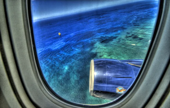 Picture sea, the plane, The window