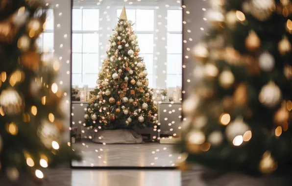 Balls, Christmas, New year, tree, gold plated, herringbone, elegant, gold