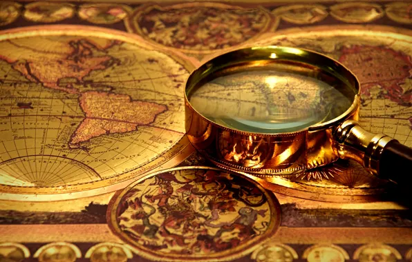 The ocean, figure, Shine, map, continents, magnifier, drying