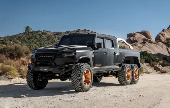 Picture stones, rocks, vegetation, hill, pickup, Rezvani, 2020, Hercules 6x6