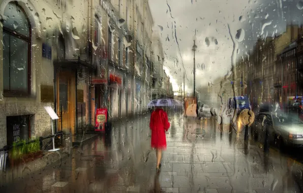 Girl, drops, macro, rain, umbrella, Peter, Saint Petersburg