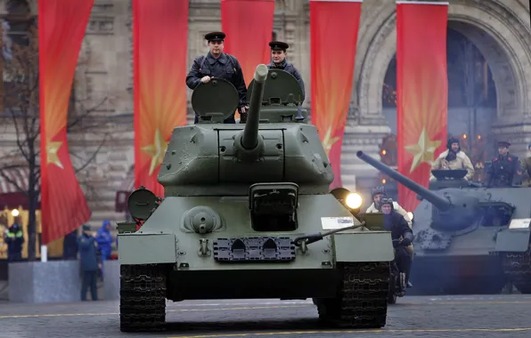 Holiday, parade, T-34, Soviet medium tank