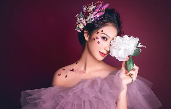 Girl, decoration, Asian, a bunch