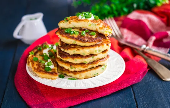 Picture greens, stack, pancakes