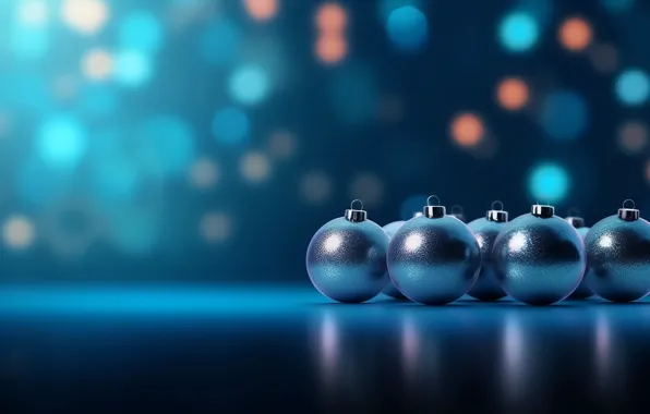 Balls, the dark background, Christmas, New year, blue background, Christmas decorations, Christmas decorations, AI art