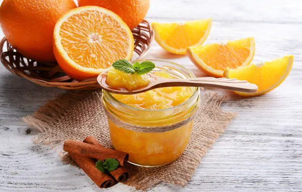 Orange, Bank, cinnamon, jam