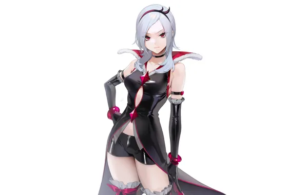 Girl, sexy, cleavage, shorts, thighhighs, long hair, boobs, anime