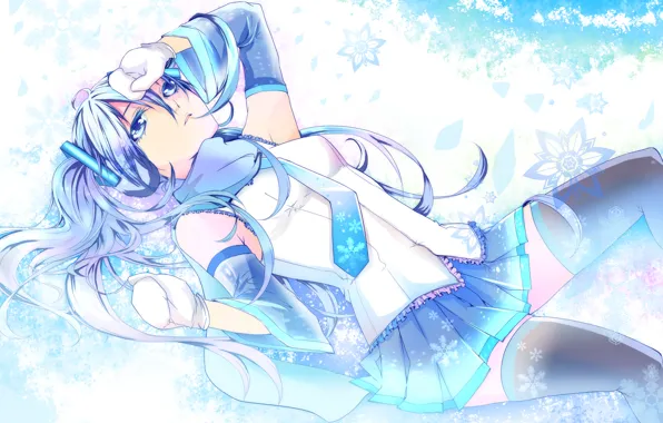 Winter, girl, snowflakes, art, Vocaloid, Vocaloid, Yuki Miku