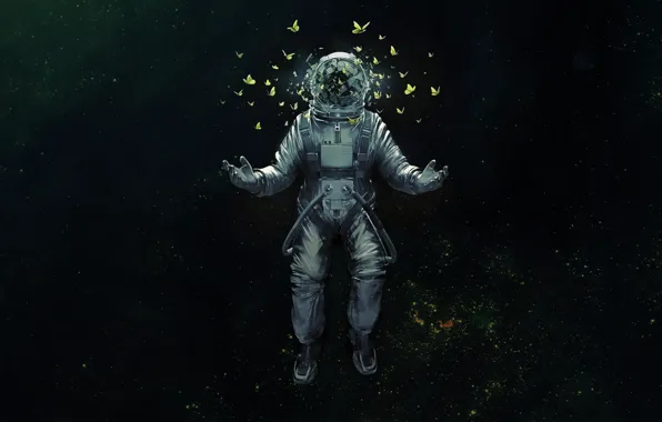 Space, butterfly, the suit, art, space, astronaut