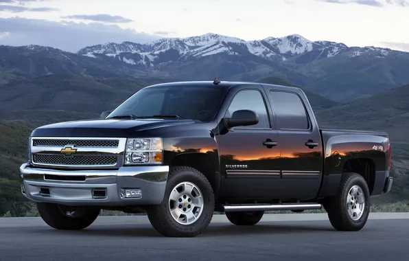Mountains, Chevrolet, jeep, SUV, Chevrolet, pickup, the front, Crew Cab