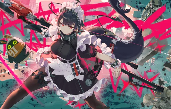 Girl, weapons, fish tail, zenless zone zero, bangboo, ellen joe