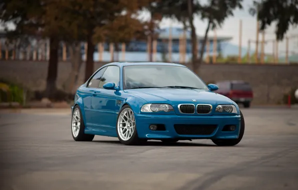 Wallpaper trees, blue, reflection, bmw, BMW, front view, blue, e46 ...