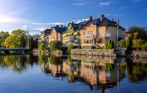 Picture building, home, The city, channel, the bridge, bridge, town, canal