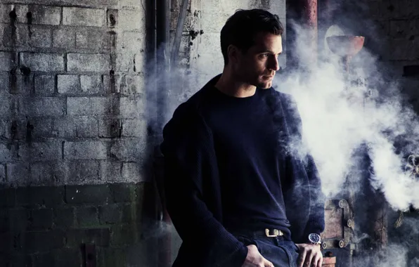 Wallpaper look, light, pose, smoke, shadow, actor, male, Henry Cavill ...