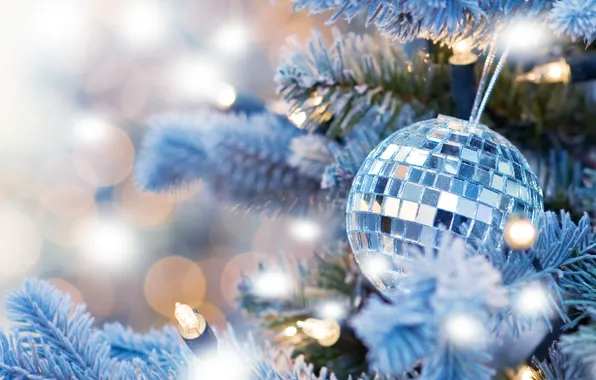 Picture decoration, lights, tree, new year, new year, garland, bokeh, Christmas ball