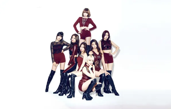 Picture Asian, shorts, women, K-pop, Korean, Girl Band, group of women, knee-high boots