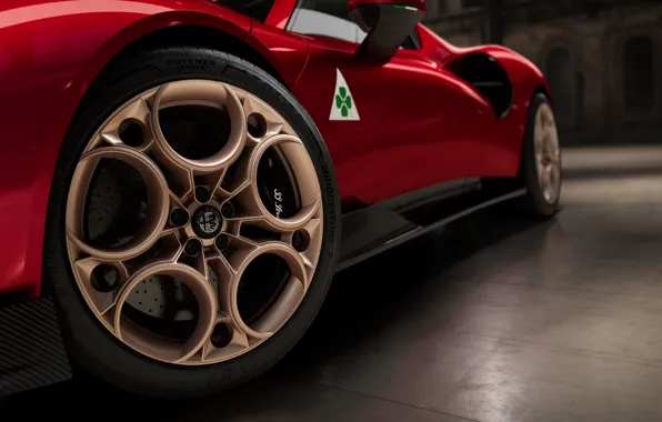 Alfa Romeo, wheel, close up, 2023, Alfa Romeo 33 Stradale, 33 Road