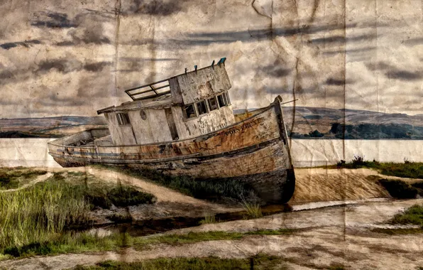 River, background, ship
