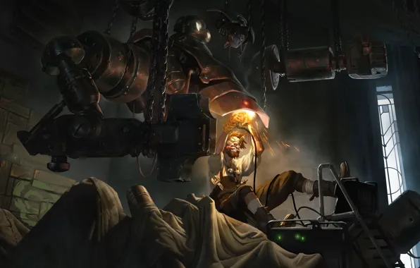 Robot, man, technician, Legends of Runeterra