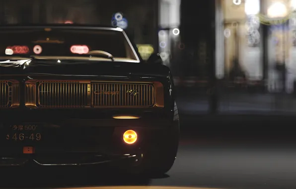 Car, machine, auto, black, Dodge, Charger, muscle car, render