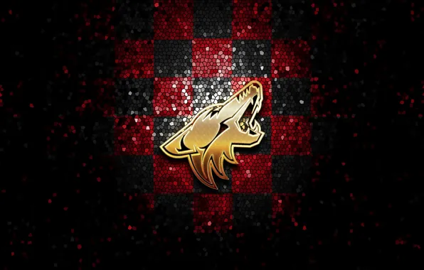 Wallpaper, sport, logo, NHL, hockey, glitter, checkered, Arizona Coyotes