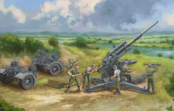 Germany, Air force, Eight-Eight, Flack 36/37, Anti- aircraft artillery, German 8.8cm