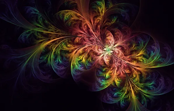 Colorful, abstract, wallpaper, glow, abstraction, tangled, fractal