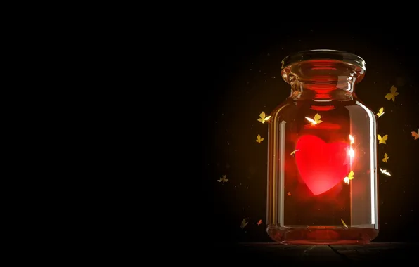 Rendering, heat, heart, fantasy, art, Valentine, light, Valentine's Day