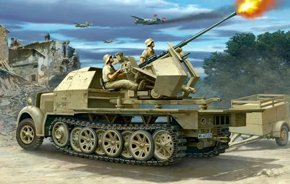 The Wehrmacht, 1943, FlaK 43, - Aircraft cannon 43, German 37-mm anti-aircraft gun