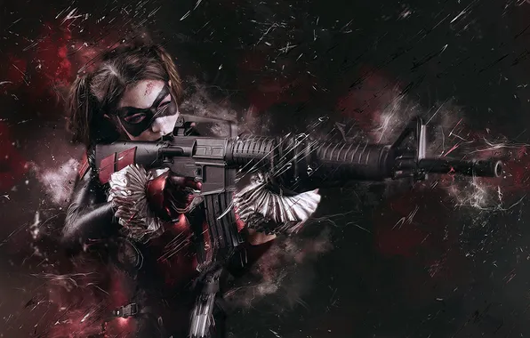 Picture Heroes, comics, hero, rifle, Harley Quinn, Assault