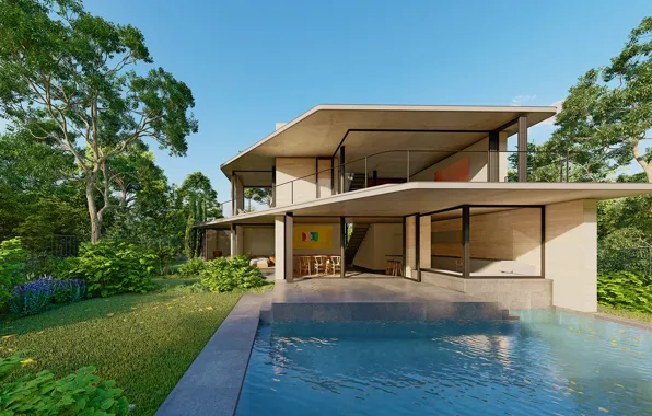 House, pool, architecture, Spain, terrace, Barcelona, wait, New family villa